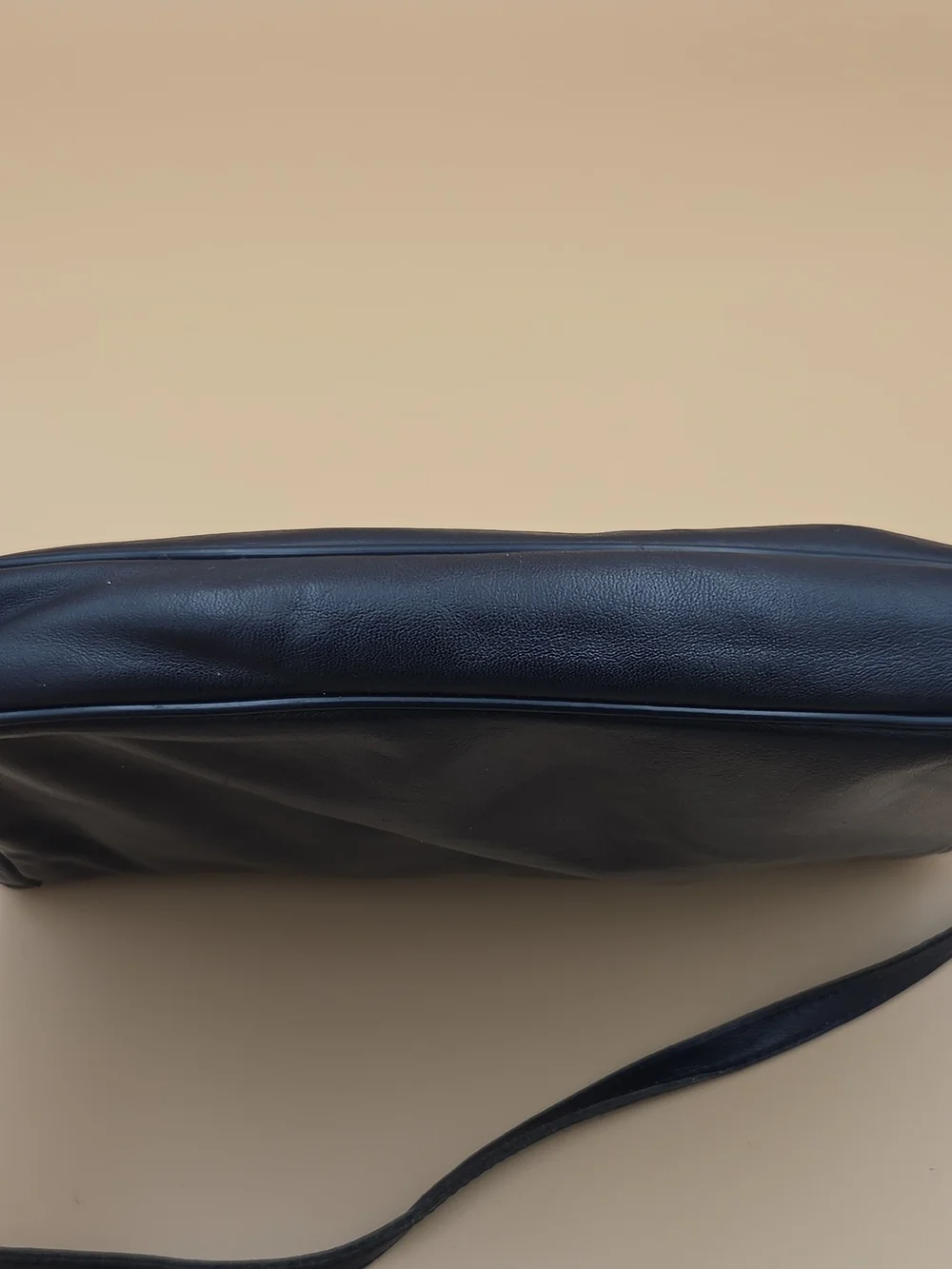 Etienne Aigner 70's Vintage Navy Leather Shoulder Bag with Gold Accent